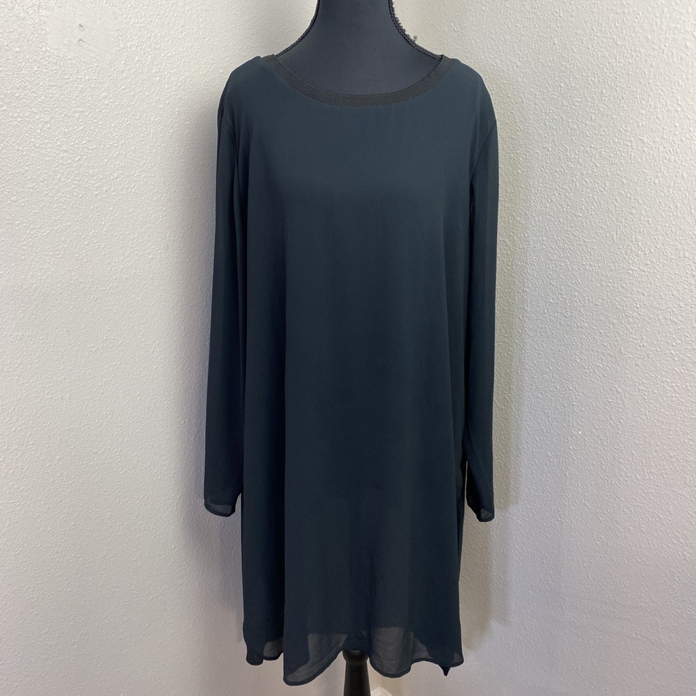 Soft Surroundings Jennifer Tunic Women's 1X Black Flowy Sheer Overlay Boho Beach